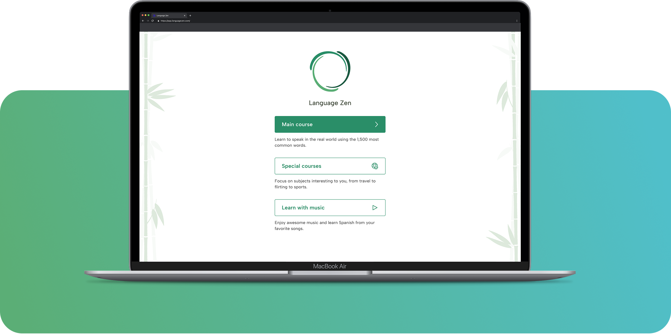 Language Zen laptop login screen
